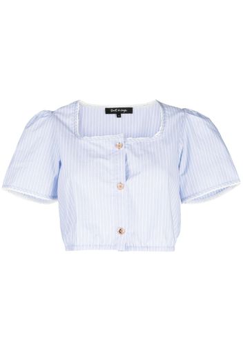 tout a coup striped cropped blouse - Blu