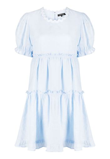 tout a coup tiered short-sleeved flared dress - Blu