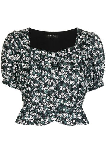 tout a coup floral-print cropped top - Nero