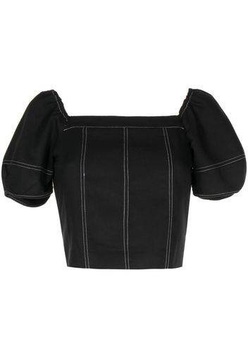 tout a coup square-neck puff-sleeve top - Nero