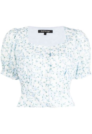 tout a coup floral-print cropped top - Blu