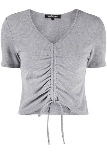 tout a coup ribbed-knit drawstring cropped top - Grigio