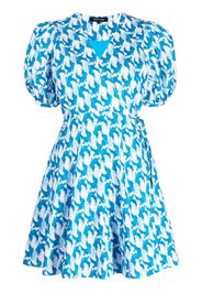 tout a coup printed V-neck cotton dress - Blu