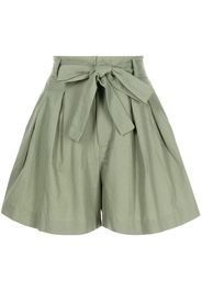 tout a coup belted pleated cotton shorts - Verde