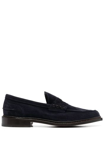 Tricker's penny-slot calf-suede loafers - Blu