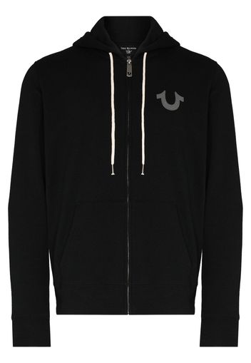 True Religion logo print zip-up hoodie - Nero