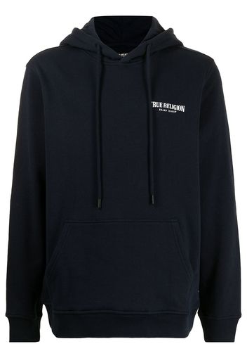 True Religion logo-print cotton-blend hoodie - Blu