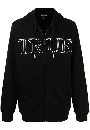 True Religion logo-print zipped hoodie - Nero
