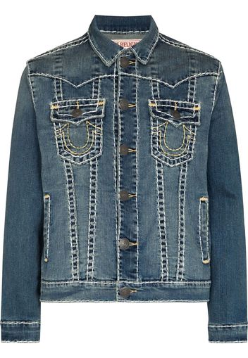 True Religion Giacca denim Jimmy con cuciture a contrasto - Blu