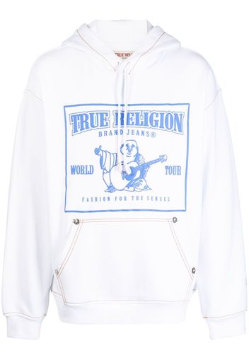 True Religion Big T Logo cotton hoodie - Bianco