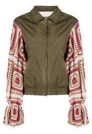 TU LIZE' crochet sleeve bomber jacket - Verde