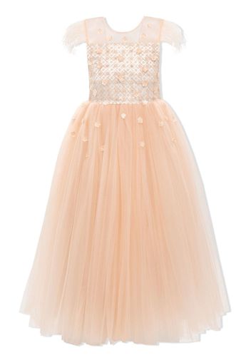 Tulleen Ayala floral embroidered tulle dress - Arancione