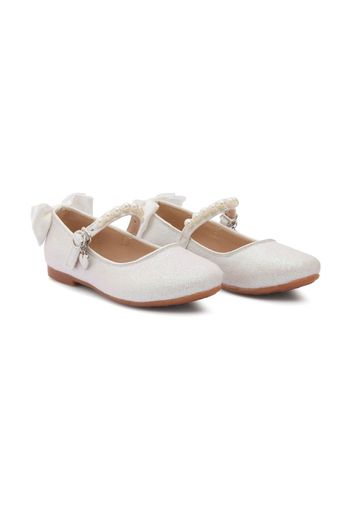 Tulleen bow-detail ballerina shoes - Bianco