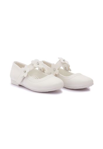 Tulleen floral-strap ballerina shoes - Bianco