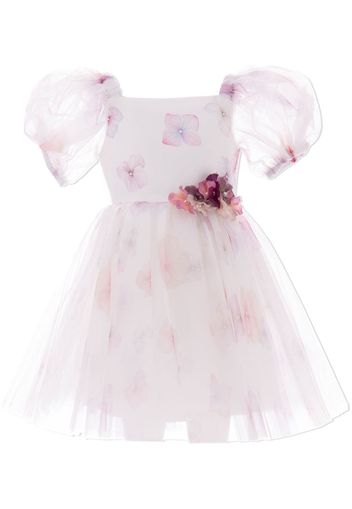 Tulleen floral-print tulle dress - Bianco