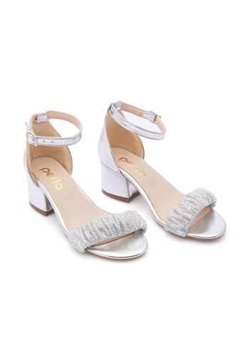 Tulleen rhinestone-embellished scrunch-strap sandals - Argento