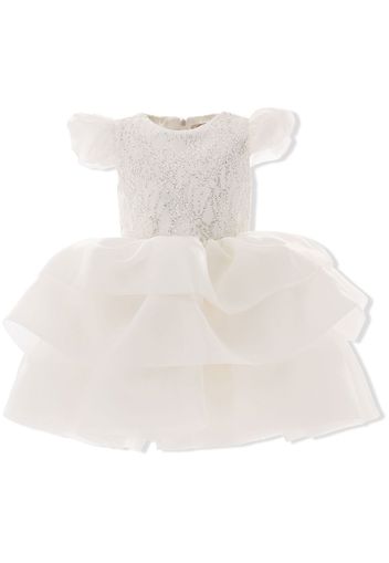 Tulleen Collina ruffle-trimmed teacup dress - Bianco
