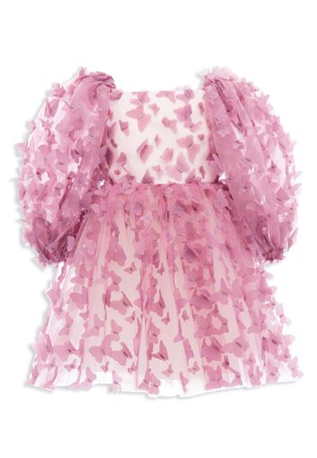 Tulleen butterfly-appliqué flared dress - PINK