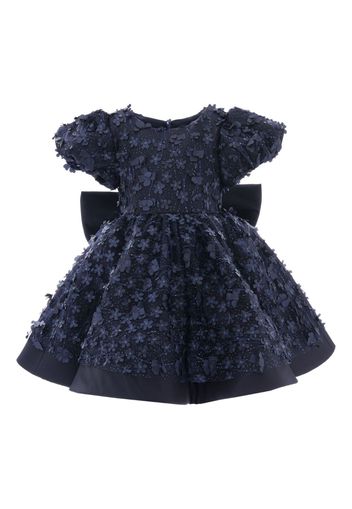 Tulleen oversize-bow floral-appliqué dress - Blu