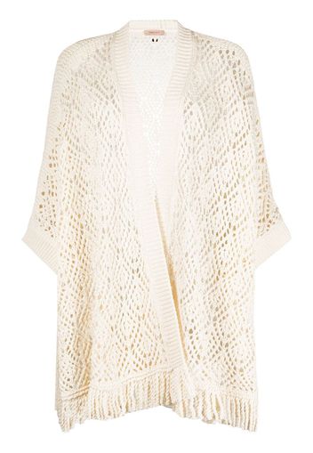 longline crochet knit cardigan