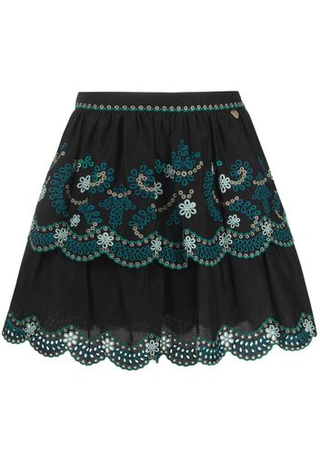 floral embroidered A-line skirt