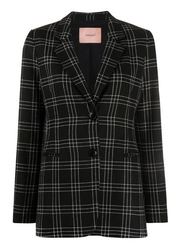 check pattern long sleeve blazer