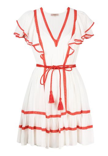 Twin-Set lace-trim ruffle dress - Bianco