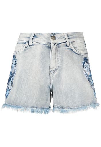 Twin-Set floral embroidery denim shorts - Blu