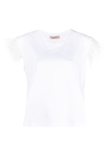 Twin-Set T-shirt con piume - Bianco