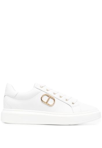 Twin-Set logo-plaque lace-up sneakers - Bianco