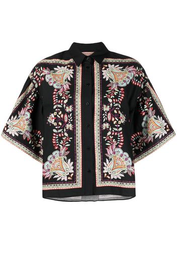 Twin-Set floral-print shortsleeved shirt - Nero