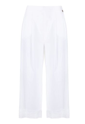 Twin-Set Pantaloni a gamba ampia crop - Bianco