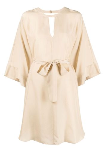 Twin-Set flared keyhole-neck silk dress - Toni neutri