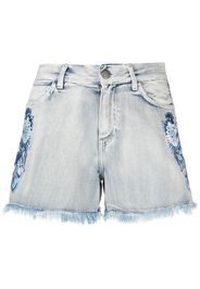 Twin-Set floral embroidery denim shorts - Blu