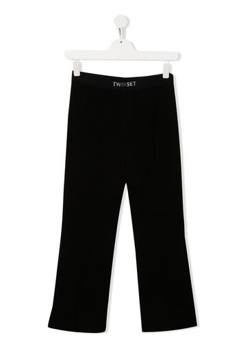 TWINSET Kids logo-waistband straight-leg trousers - Nero