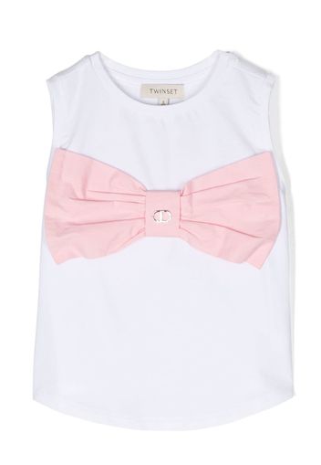 TWINSET Kids bow-detail crew neck vest - Bianco