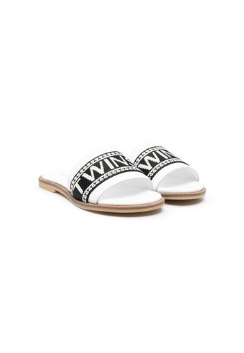 TWINSET Kids logo-print slides - Bianco