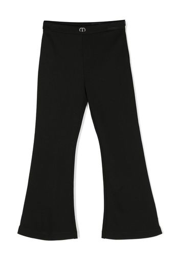 TWINSET Kids logo-plaque flared trousers - Nero