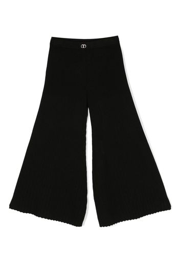 TWINSET Kids logo-plaque wide-leg trousers - Nero