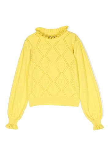 TWINSET Kids pointelle-knit logo-pattern jumper - Giallo