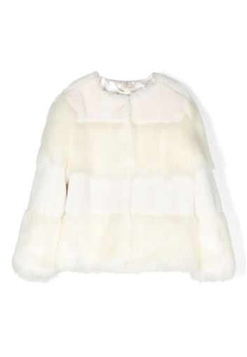 TWINSET Kids striped faux-fur jacket - Bianco