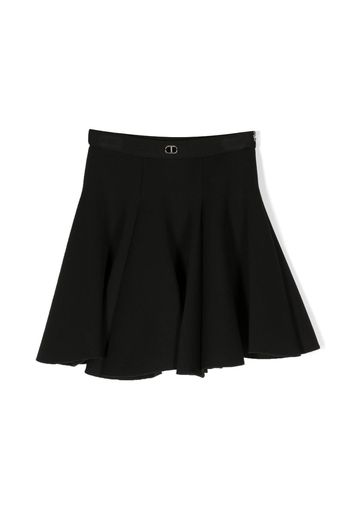 TWINSET Kids logo-plaque pleated miniskirt - Nero