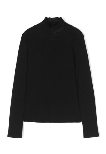 TWINSET Kids logo-embroidered ribbed jumper - Nero