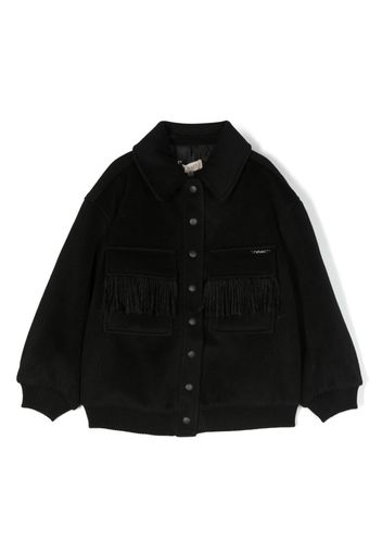 TWINSET Kids logo-plaque fringed jacket - Nero