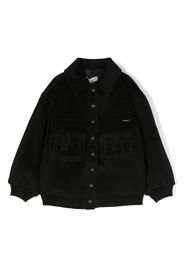 TWINSET Kids logo-plaque fringed jacket - Nero