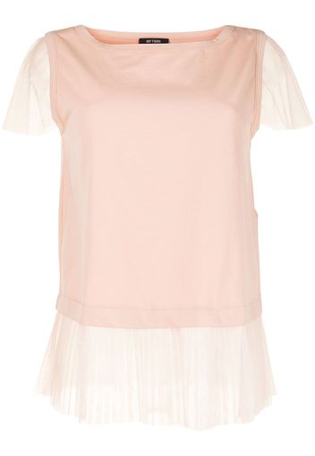 TWINSET T-shirt con bordo di tulle - Rosa