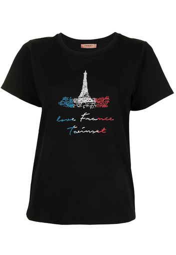 TWINSET T-shirt Love France - Nero