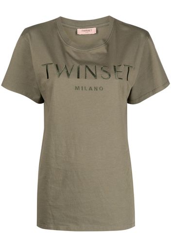 TWINSET logo print crew-neck T-shirt - Verde