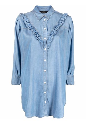 TWINSET Camicia denim con ruches - Blu