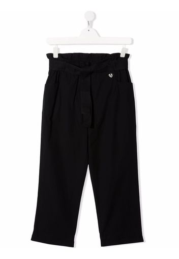 TWINSET TEEN paperbag-waist cotton trousers - Nero